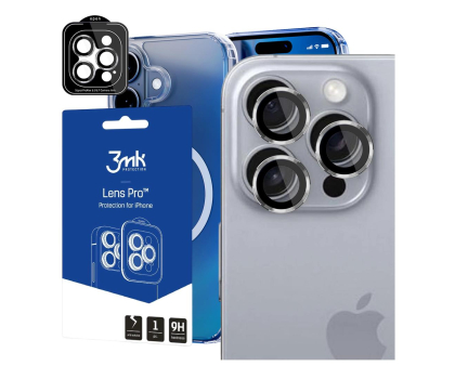 Szkło i folia ochronna 3MK Lens Protection Pro do iPhone 16 Pro/16 Pro Max Titanium Sil 5903108588591